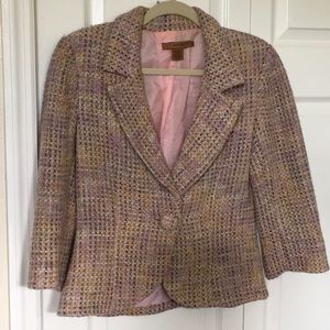 Great pastel tweed 3/4 sleeve blazer